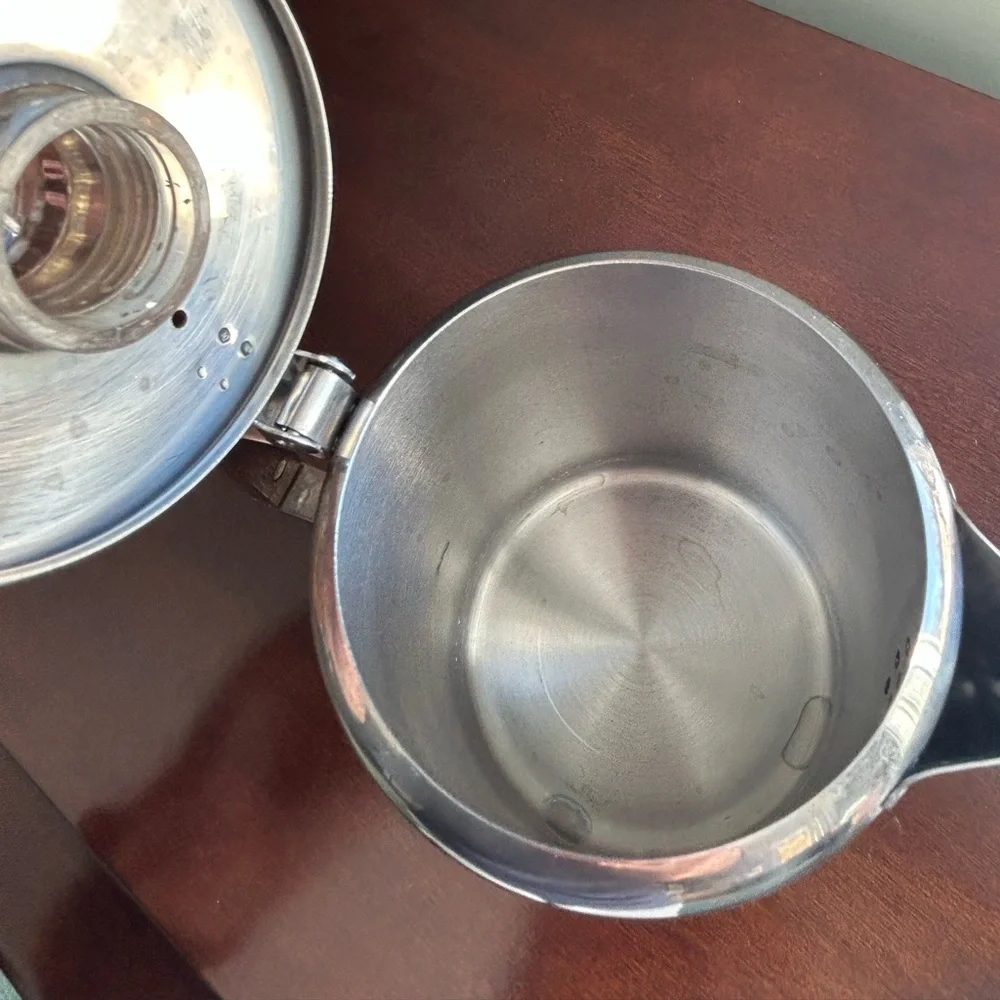 Small Vintage Stainless Steel Coffee Pot with Wooden Handle - 3 cup - Picture 8 of 8